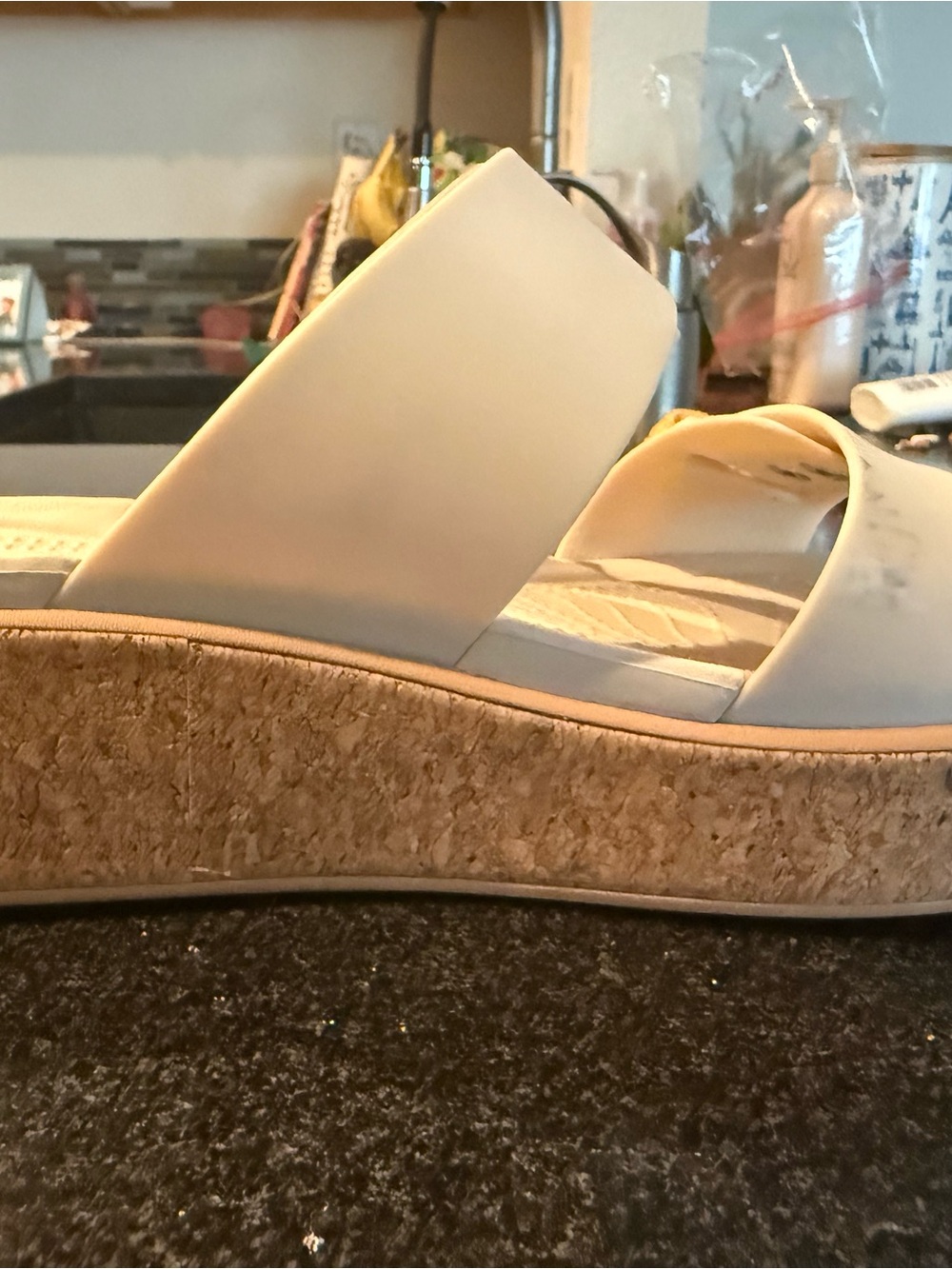 CROCS Women's Cream Double-Buckle Platform Slide Sandals - Picture 2 of 5